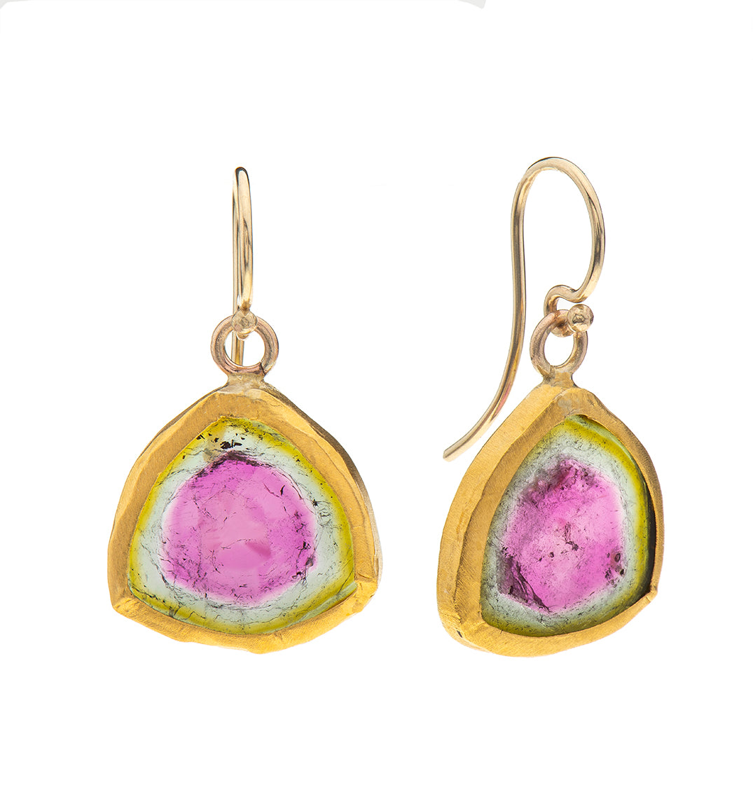 Outlet Watermelon tourmaline slice pair