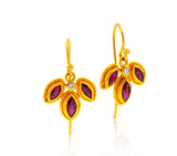 Nava Zahavi Garnet Flower Clover Earrings