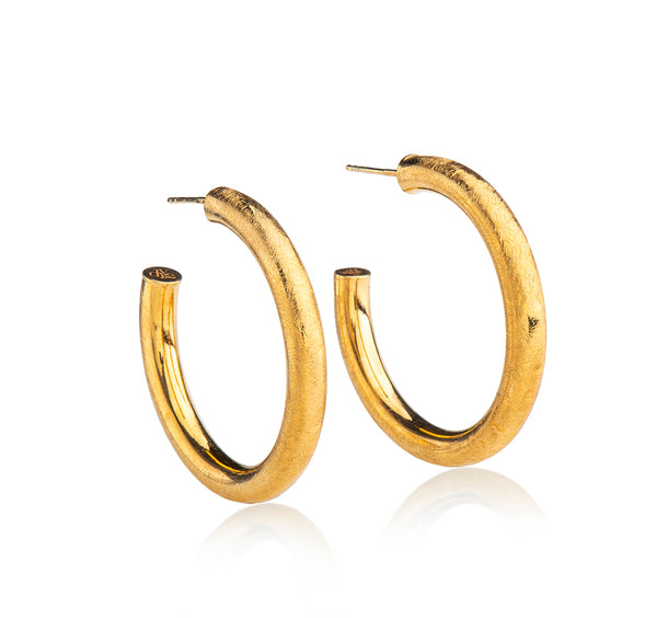 Nava Zahavi Gold Plated Large Thin Gypsy Earrings