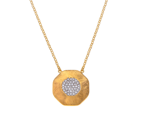 Nava Zahavi Plated Gold Octagon Pavé Zircons Necklace