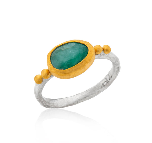 Nava Zahavi Yellow Gold Emerald oval Ring