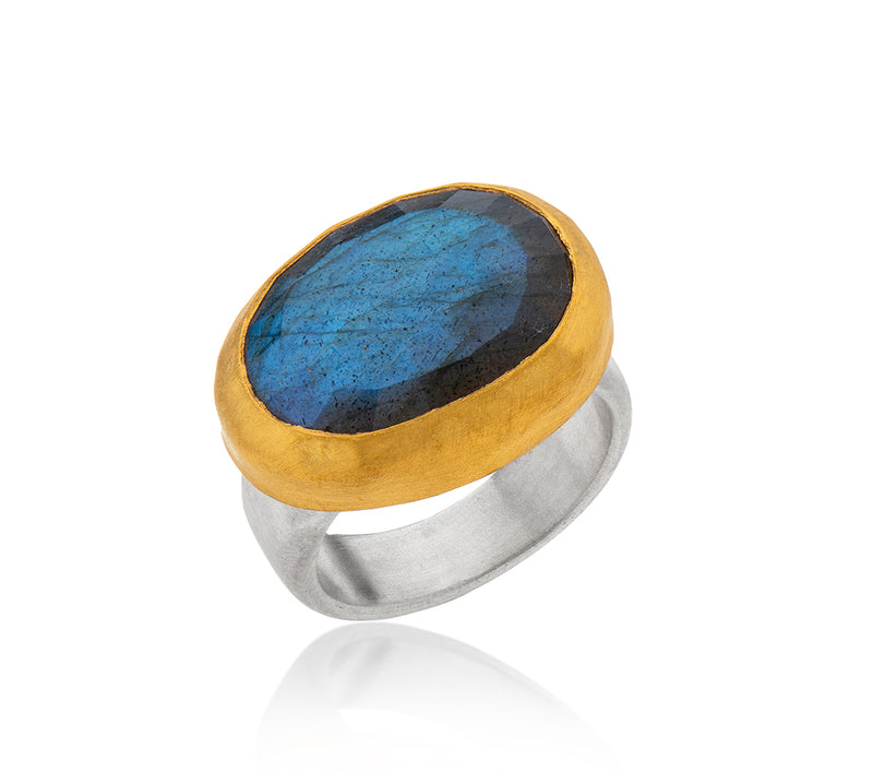 Nava Zahavi Yellow Gold Oval Large Labradorite Ring