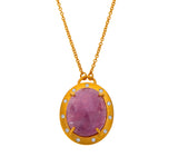 Nava Zahavi Yellow Gold Pink Sapphire Diamond Necklace