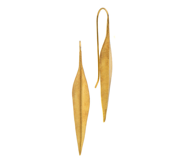 Nava Zahavi Gold Plated Drop Leaf Earrings