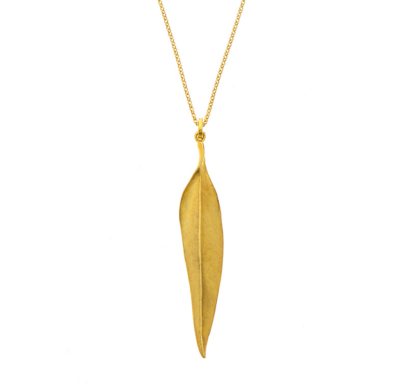 Nava Zahavi Gold Plated Leaf Drop Pendant Necklace