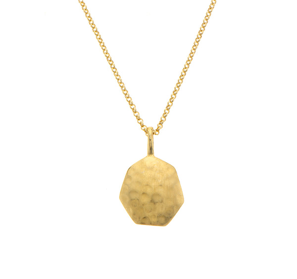 Nava Zahavi Gold Plated Hammered Hexagon Pendant