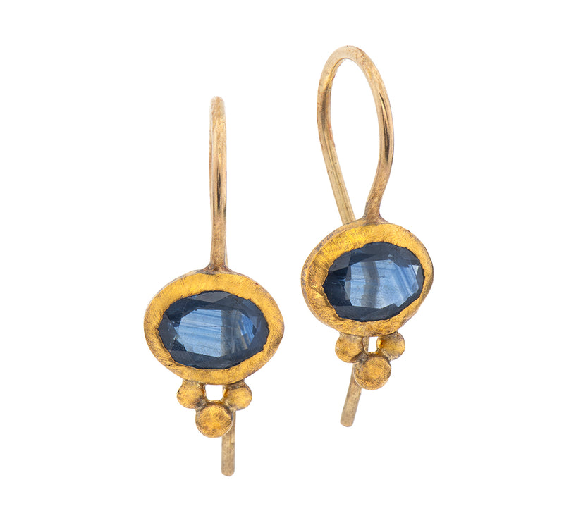 Nava Zahavi Yellow Gold Blue Sapphire Earrings