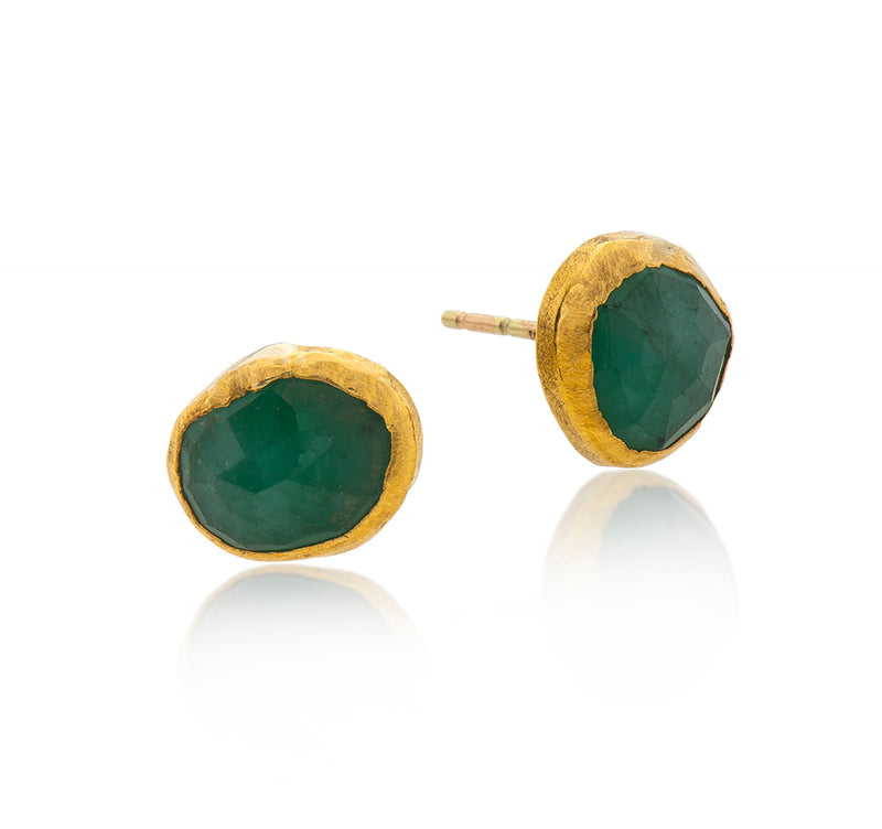 Nava Zahavi Yellow Gold Emerald Stud Earrings