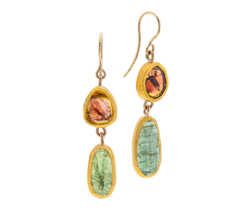 Nava Zahavi Yellow Gold Long Tourmaline Earrings