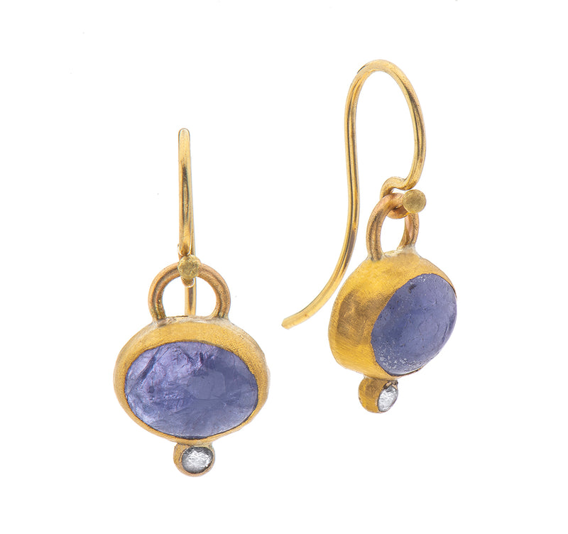 Nava Zahavi Yellow Gold Tanzanite Diamond Earrings