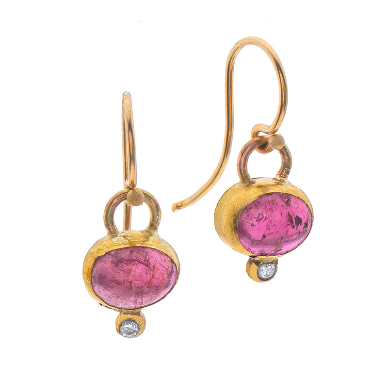 Nava Zahavi Yellow Gold Garnet and Diamond Earrings