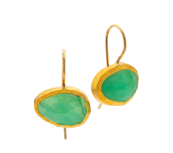 Nava Zahavi Yellow Gold Chrysoprase Earrings