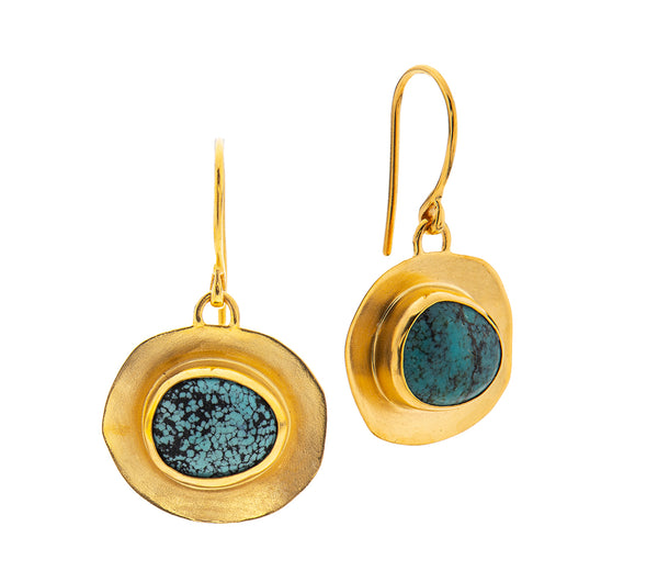 Nava Zahavi 18K Yellow Gold Turquoise Earrings