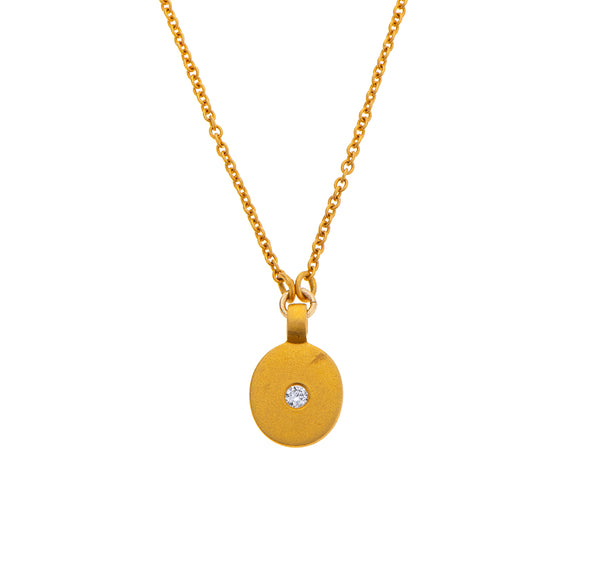 Nava Zahavi Yellow Gold Delicate Round Diamond Necklace