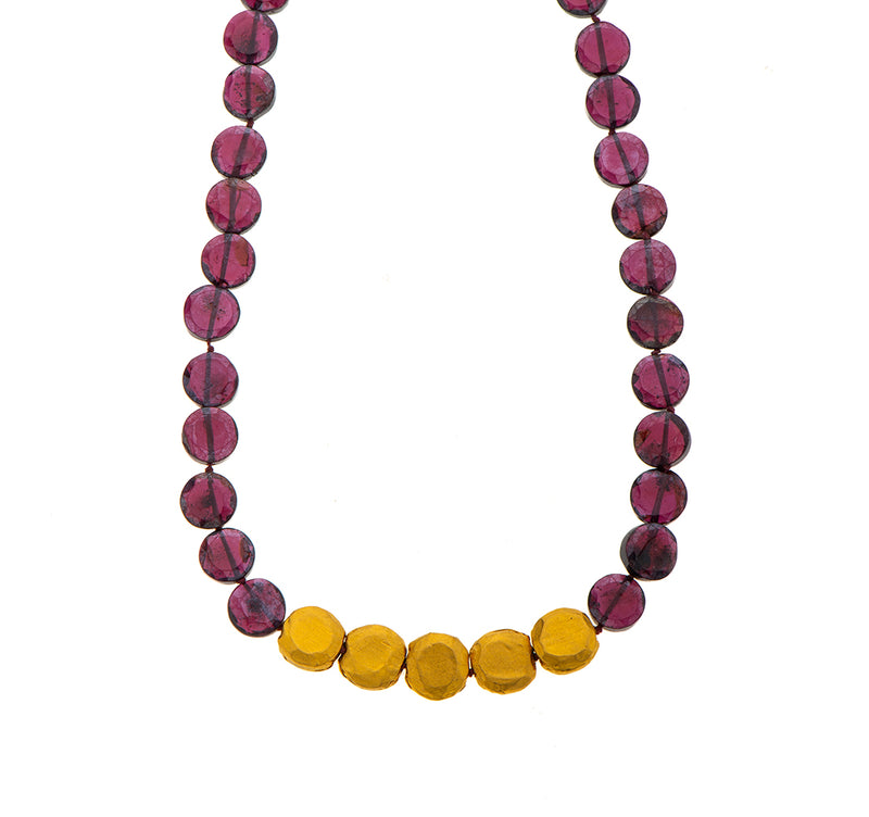 Nava Zahavi Yellow Gold Garnet Coin Necklace