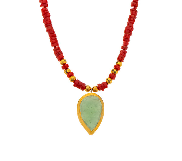 Nava Zahavi Coral and Serpentine Necklace