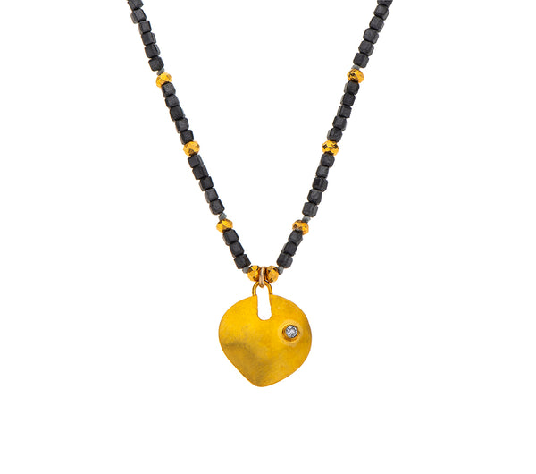 Nava Zahavi Yellow Gold Obsidian Necklace