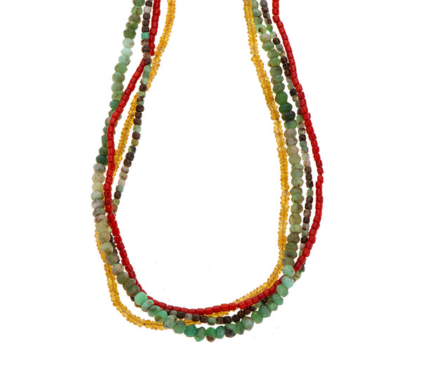 Nava Zahavi Coral, Citrine, Serpentine and Chrysoprase Necklace