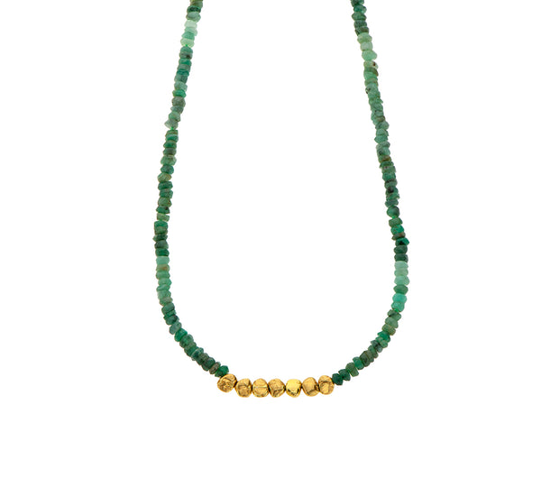 Nava Zahavi Yellow Gold Nuggets Emerald Necklace