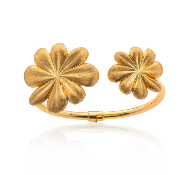 Nava Zahavi Gold Plated Cuff Bracelet with Large Flowers