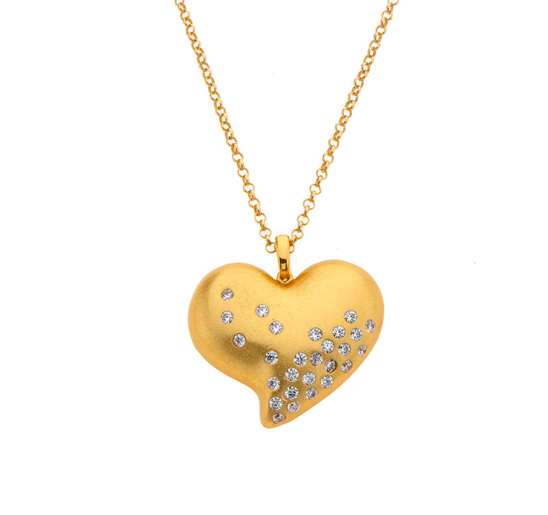 Nava Zahavi Gold Plated Large Heart Pendant Necklace