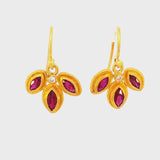 Nava Zahavi Garnet Flower Clover Earrings