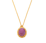 Nava Zahavi Yellow Gold Pink Sapphire Diamond Necklace